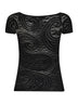 Black Paisley jacquard knit off-the-shoulder top