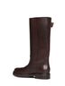 Stivali alti in pelle marrone con fibbia Paisley<BR/>