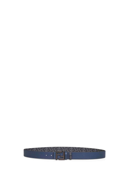 Leather and FF canvas Squared FF reversible belt