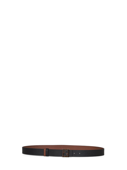 Black and dark brown leather 30 mm reversible FF belt