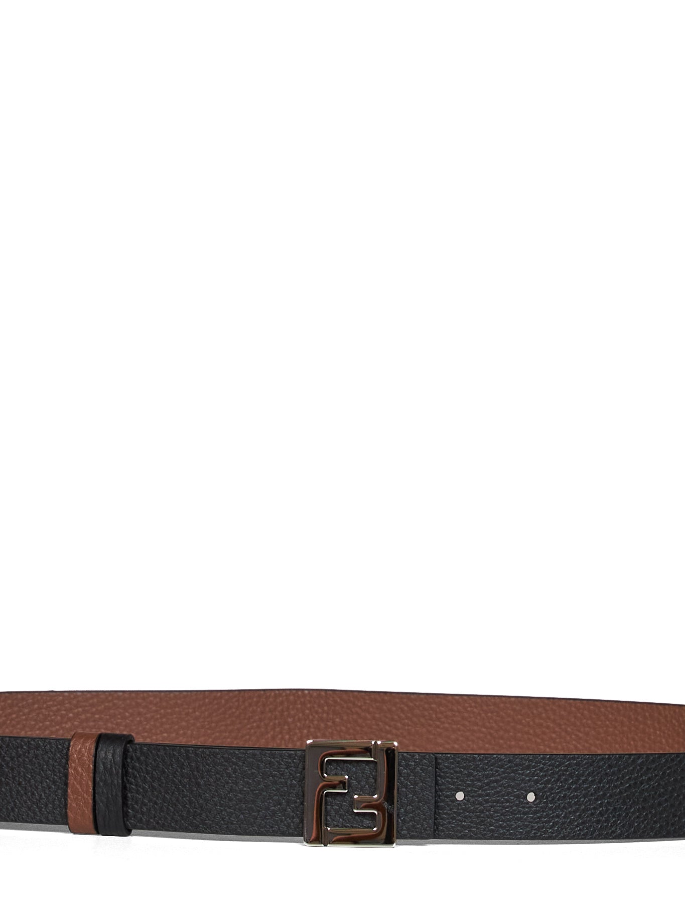 Black and dark brown leather 30 mm reversible FF belt