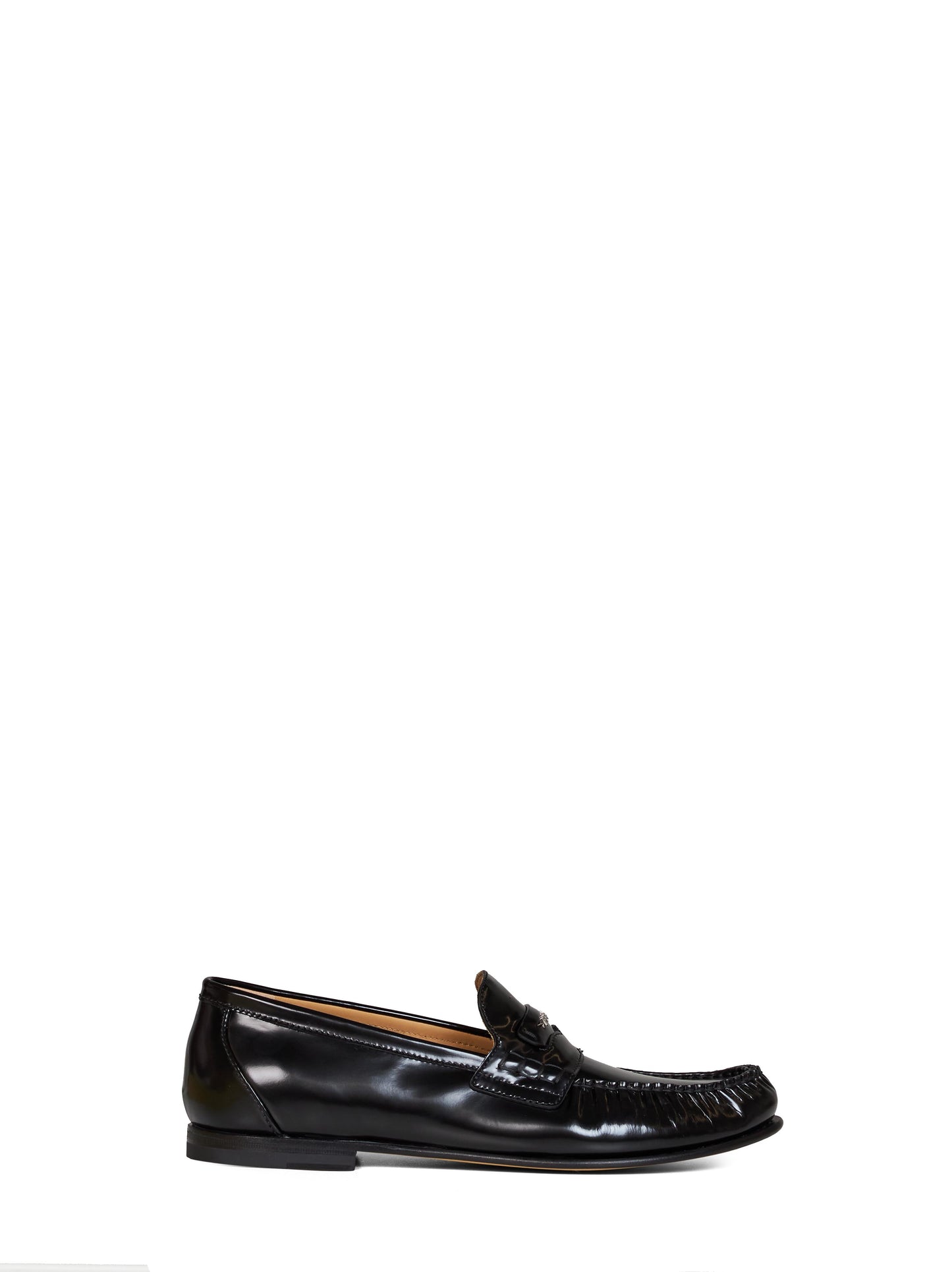 Black shiny calf leather Fendi Scrunch loafers