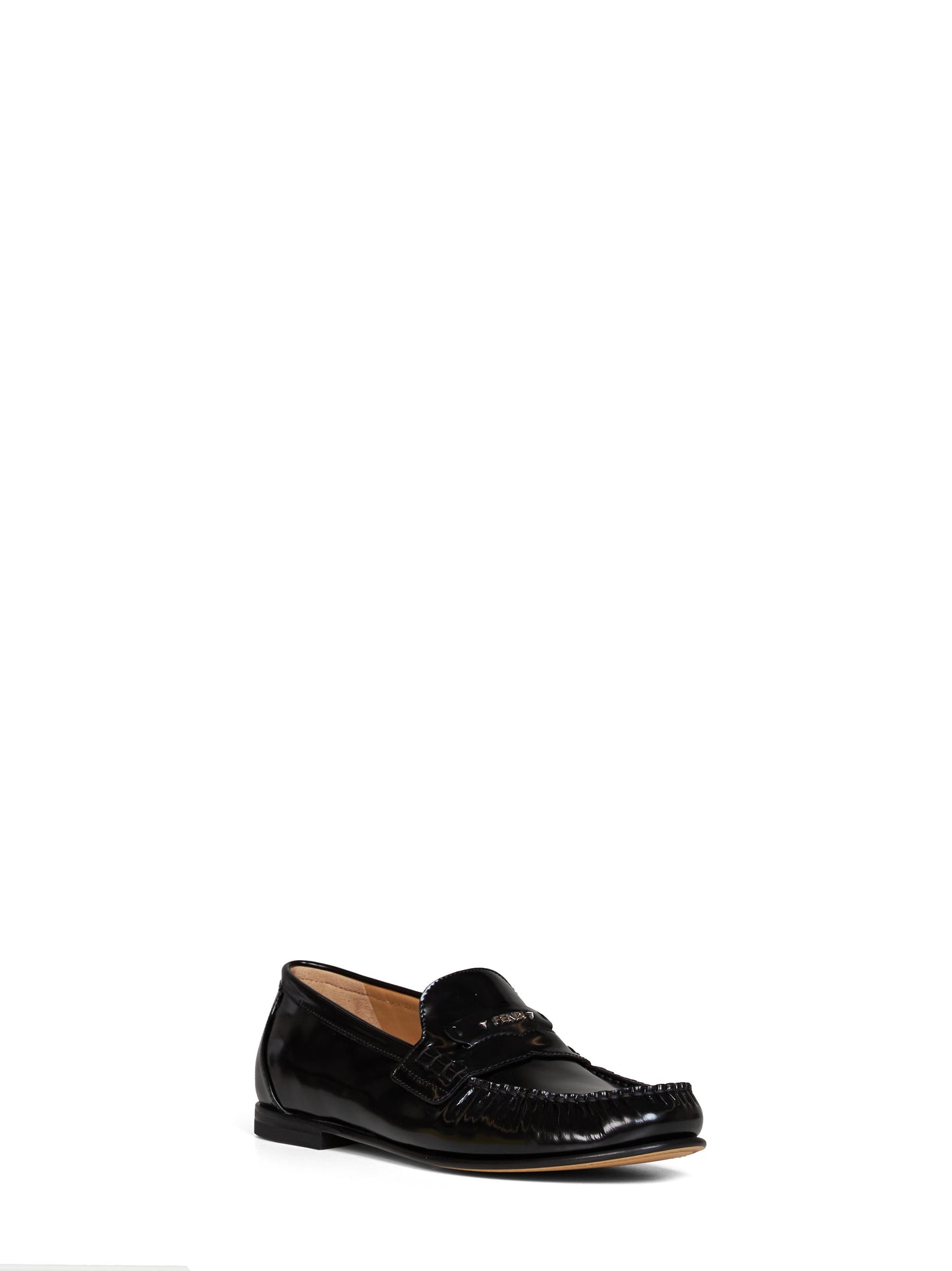 Black shiny calf leather Fendi Scrunch loafers