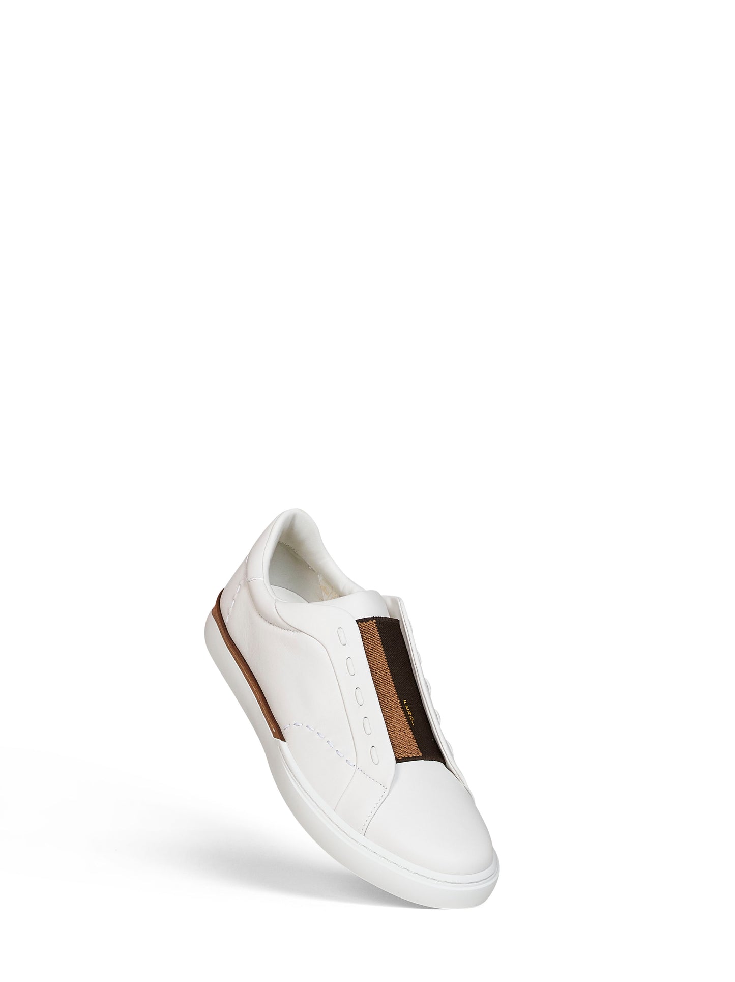 White smooth leather Fendi City low-top sneakers