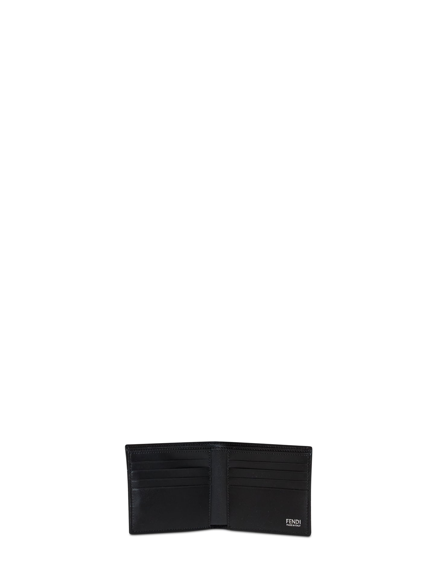 Portafoglio bi-fold FF Jacquard nero e tabacco moro