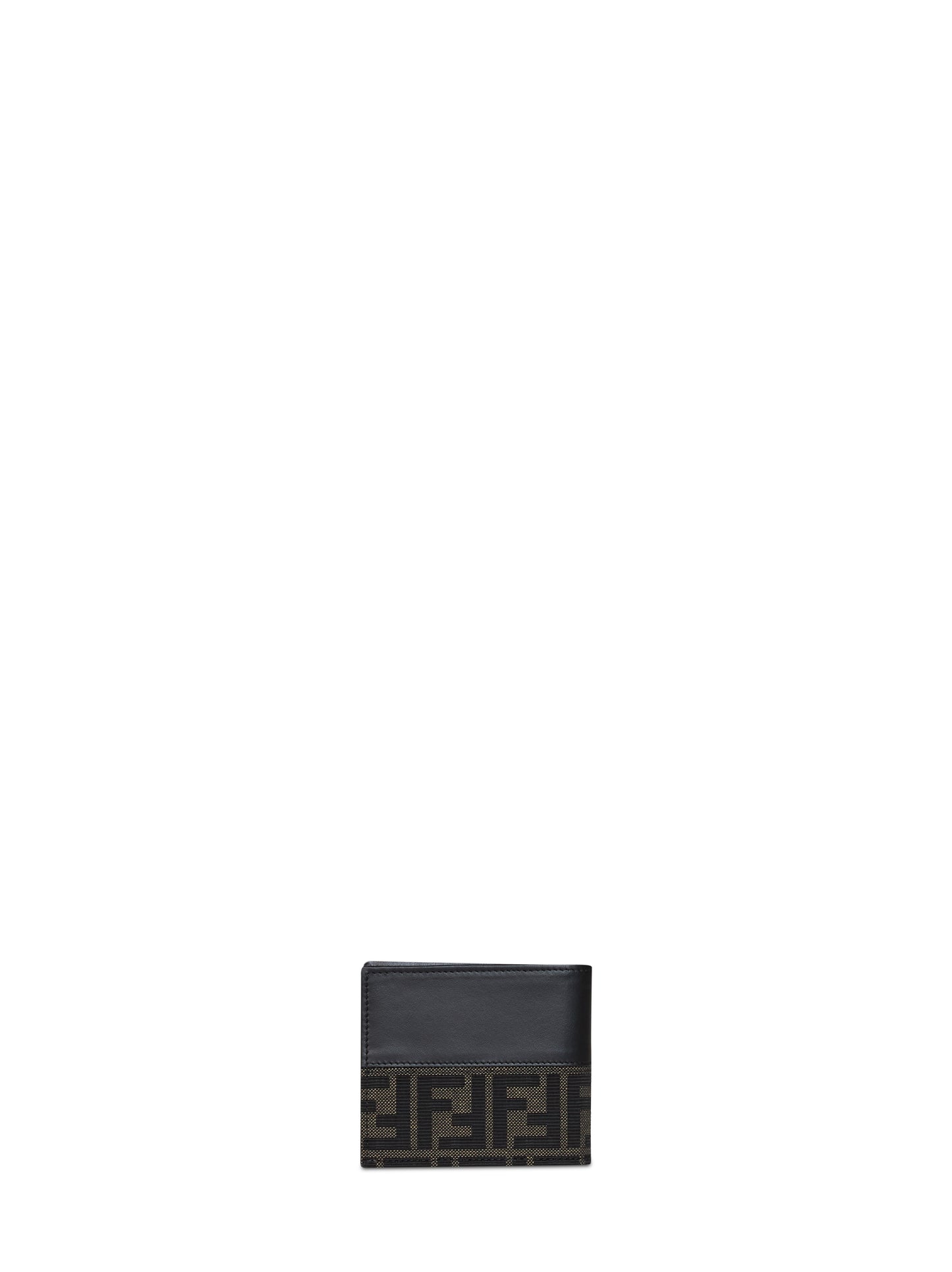 Portafoglio bi-fold FF Jacquard nero e tabacco moro