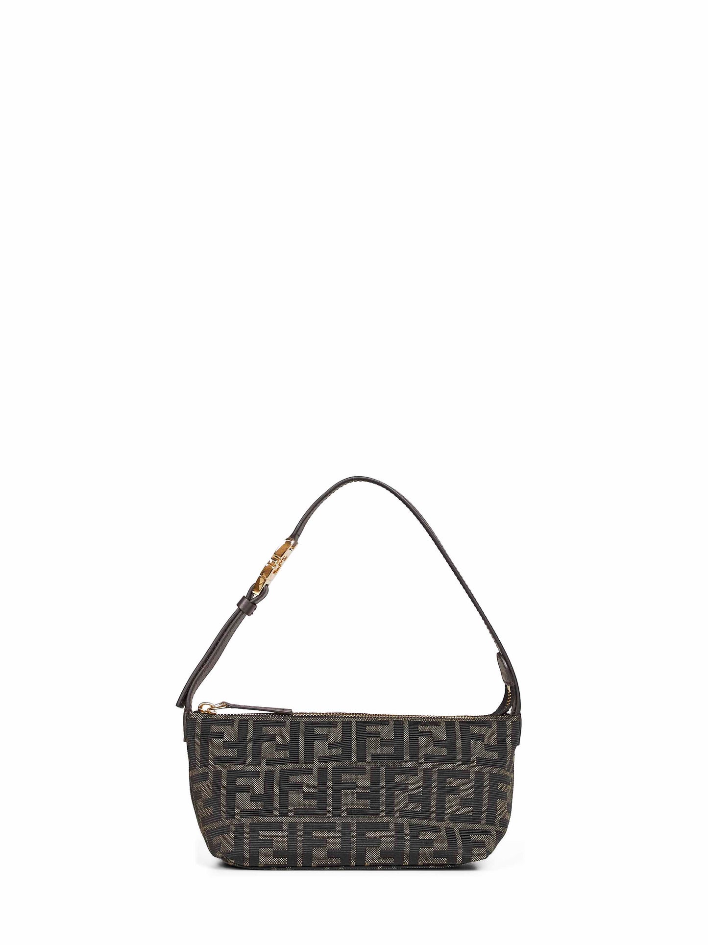 Borsa a mano con monogramma Vanity in marrone e nero<BR/>