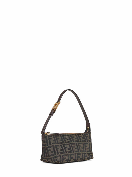 Borsa a mano con monogramma Vanity in marrone e nero<BR/>