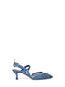 Light blue FF embroidered mesh Colibrì Lite slingbacks