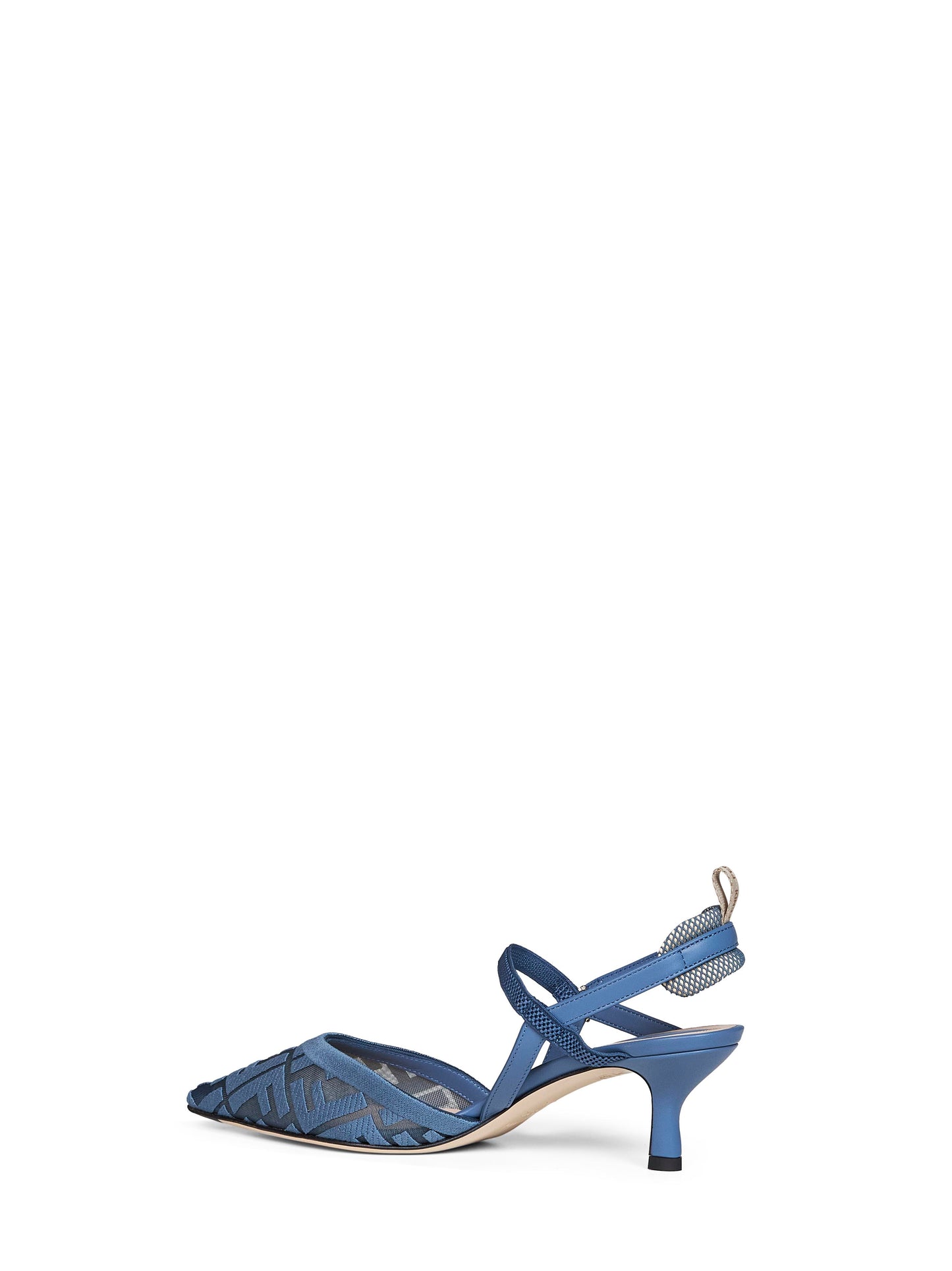 Light blue FF embroidered mesh Colibrì Lite slingbacks