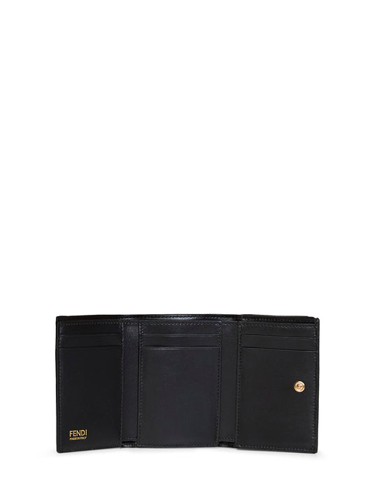 Portafoglio Mini Trifold FF in pelle granata nera