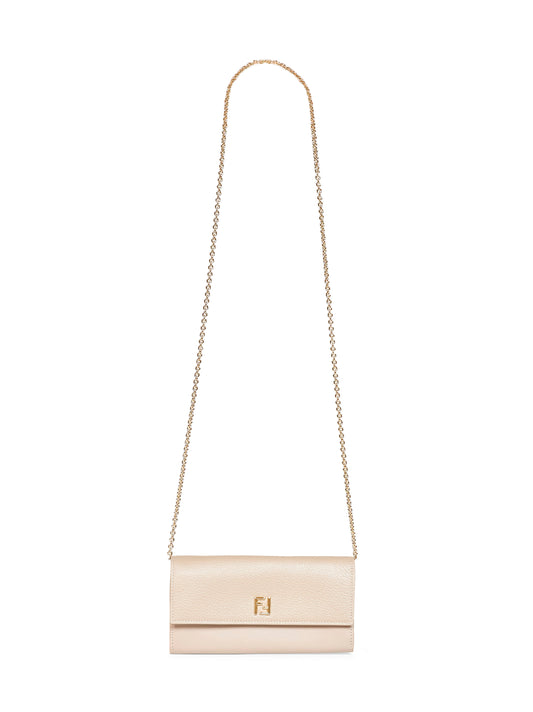 Taupe Continental With Chain FF wallet on chain