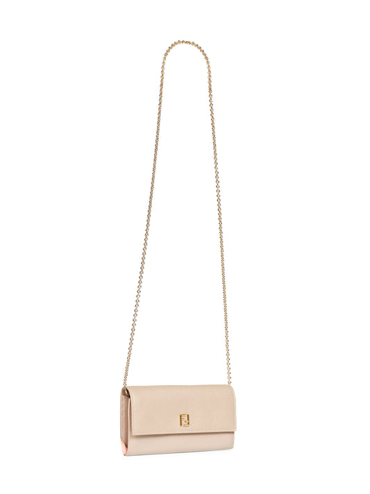 Taupe Continental With Chain FF wallet on chain