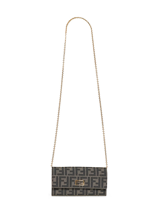 Tobacco brown Continental With Chain Tube wallet on chain