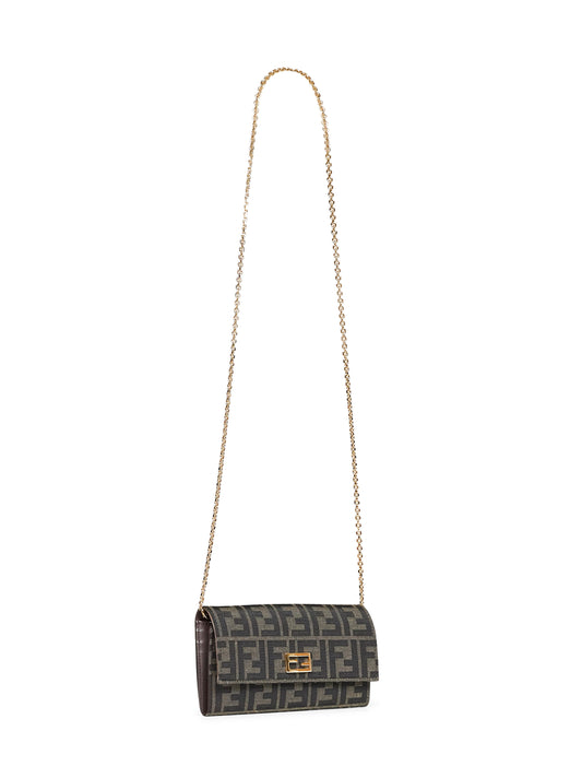 Tobacco brown Continental With Chain Tube wallet on chain