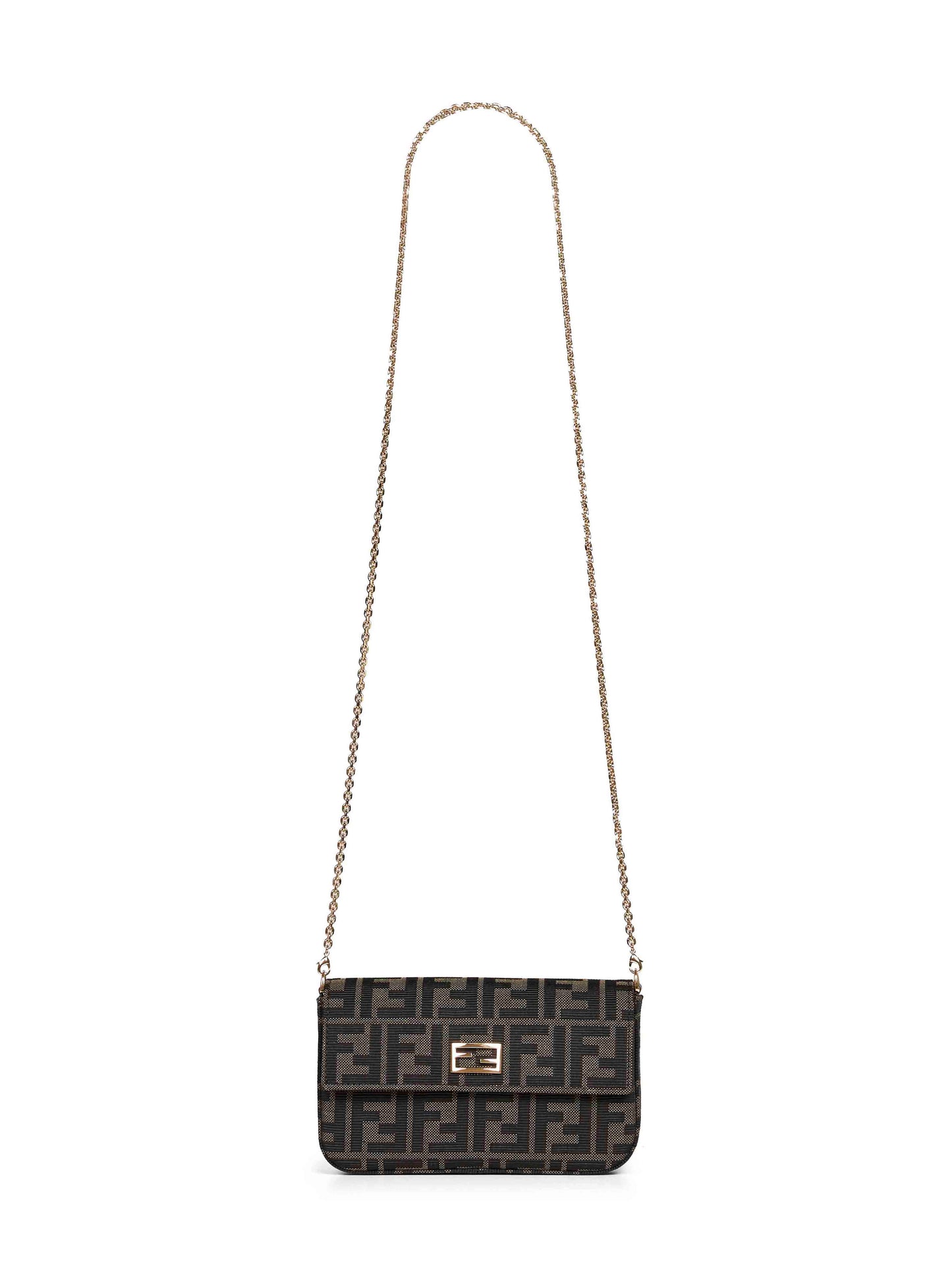 Portafoglio compatto con catena Wallet On Chain Tube tabacco marrone