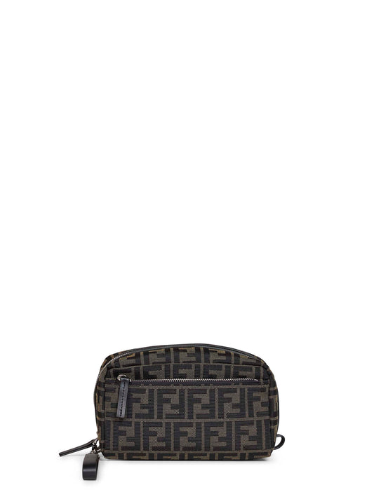 Tobacco brown Double Zip Small beauty case