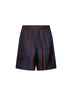 Bermuda in seta Pequin marrone e blu navy