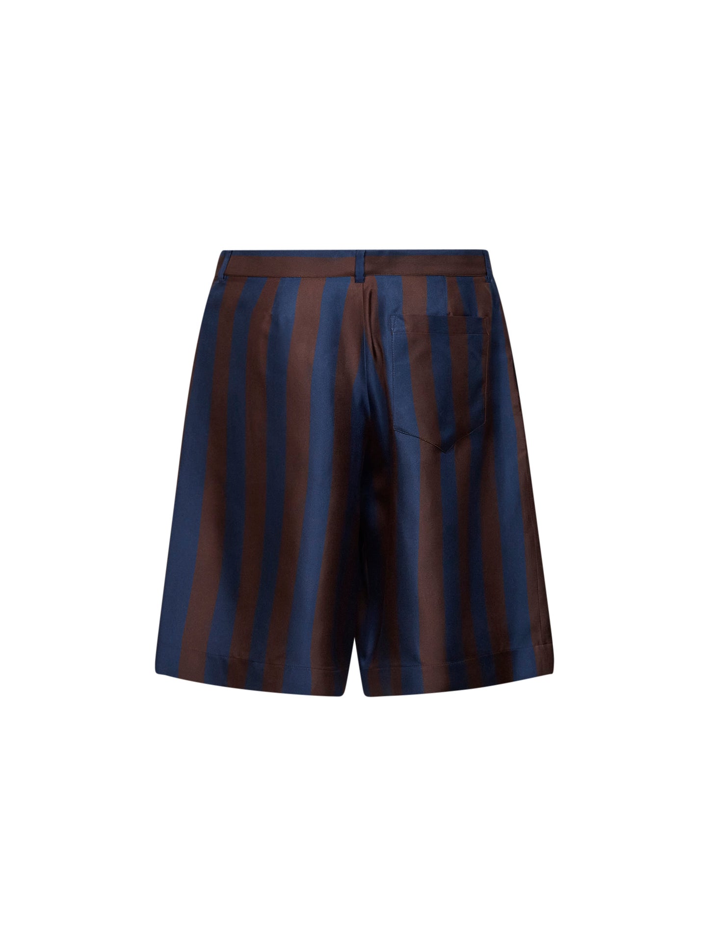 Bermuda in seta Pequin marrone e blu navy