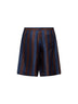 Bermuda in seta Pequin marrone e blu navy