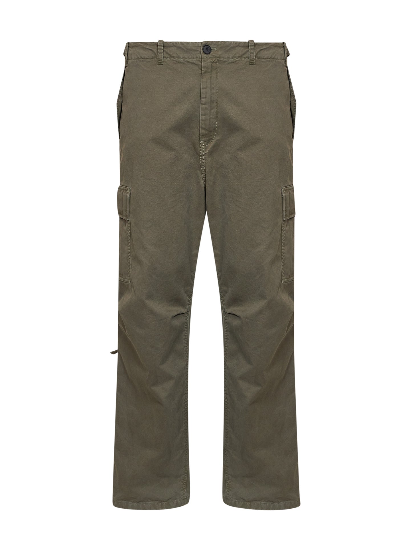 Pantaloni utility regular-fit in drill di cotone grigio verde