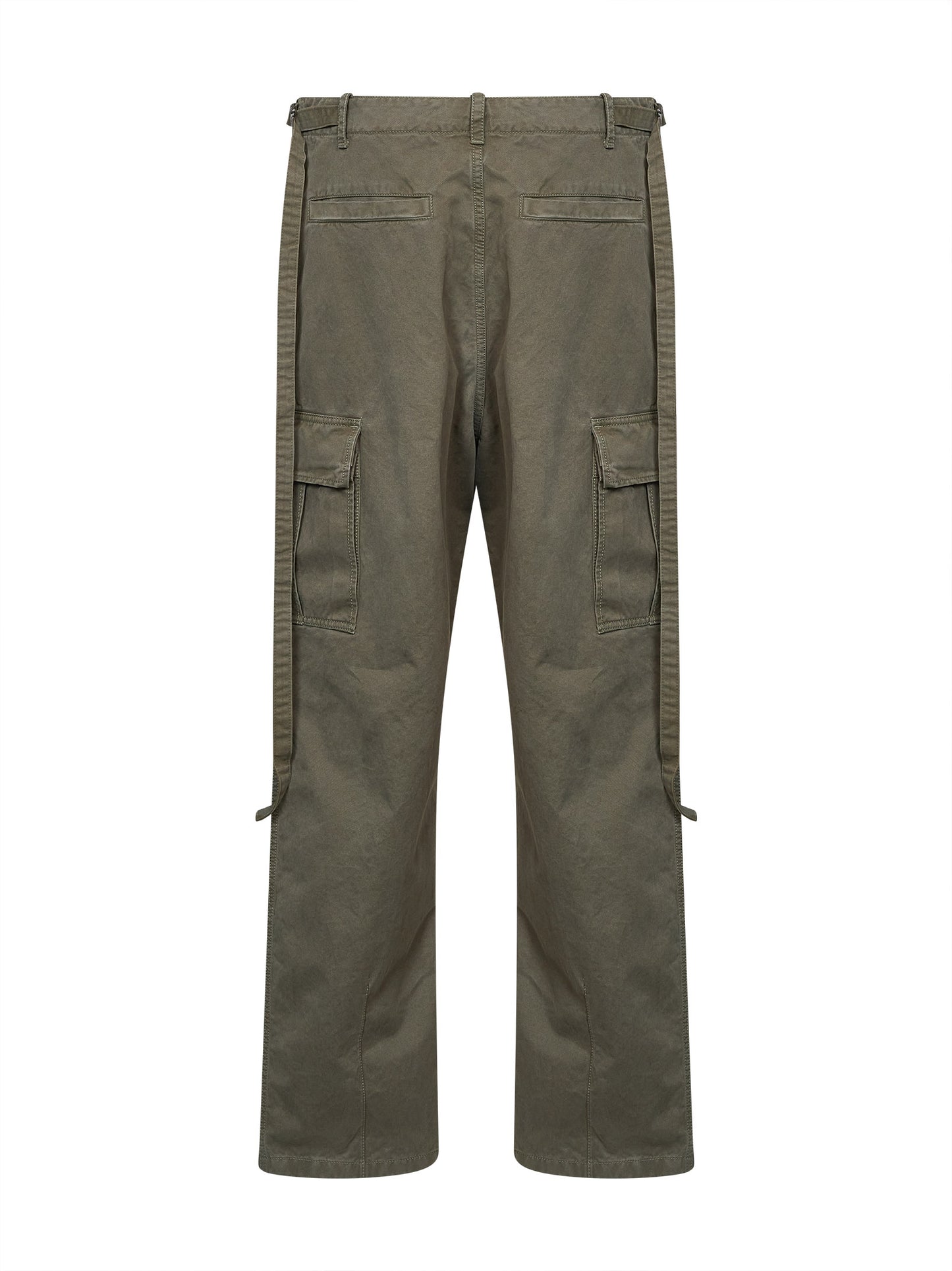 Pantaloni utility regular-fit in drill di cotone grigio verde