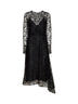 Black Cuneo lace asymmetric midi dress