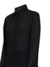 Abito midi in seta jacquard plissé a zig zag in nero