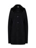 Black double-sided wool-blend cape with fox fur collar