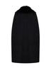 Black double-sided wool-blend cape with fox fur collar