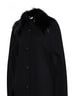 Black double-sided wool-blend cape with fox fur collar