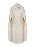 Ivory double-sided wool-blend cape with fox fur collar
