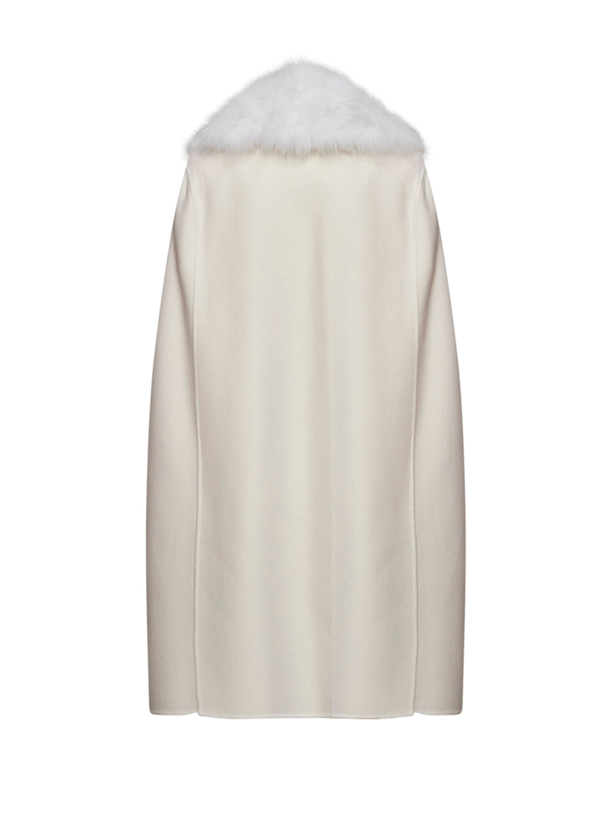 Ivory double-sided wool-blend cape with fox fur collar