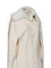 Ivory double-sided wool-blend cape with fox fur collar