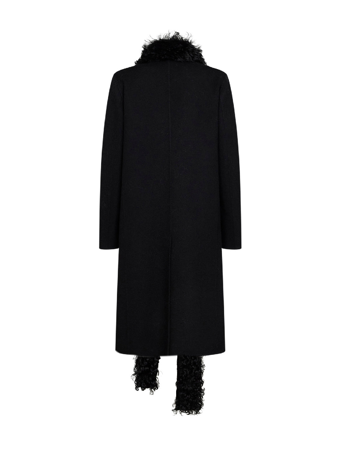 Cappotto in misto lana double e montone nero