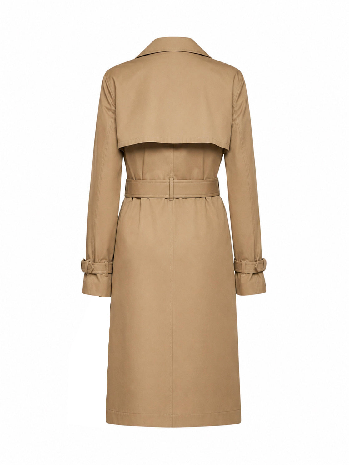 Trench midi con cintura in gabardina di cotone corda