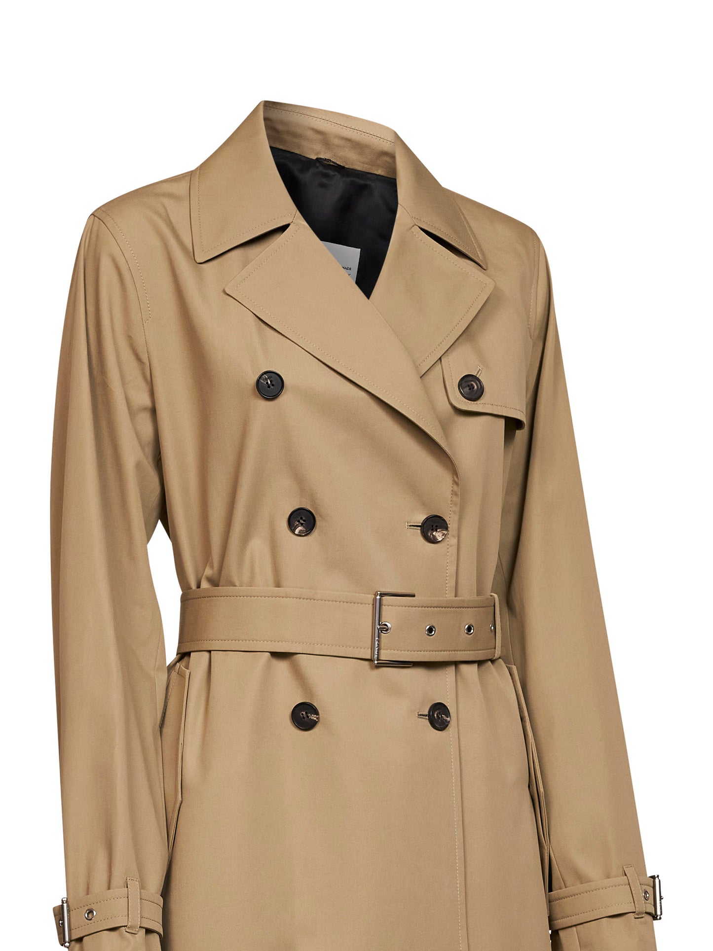 Trench midi con cintura in gabardina di cotone corda