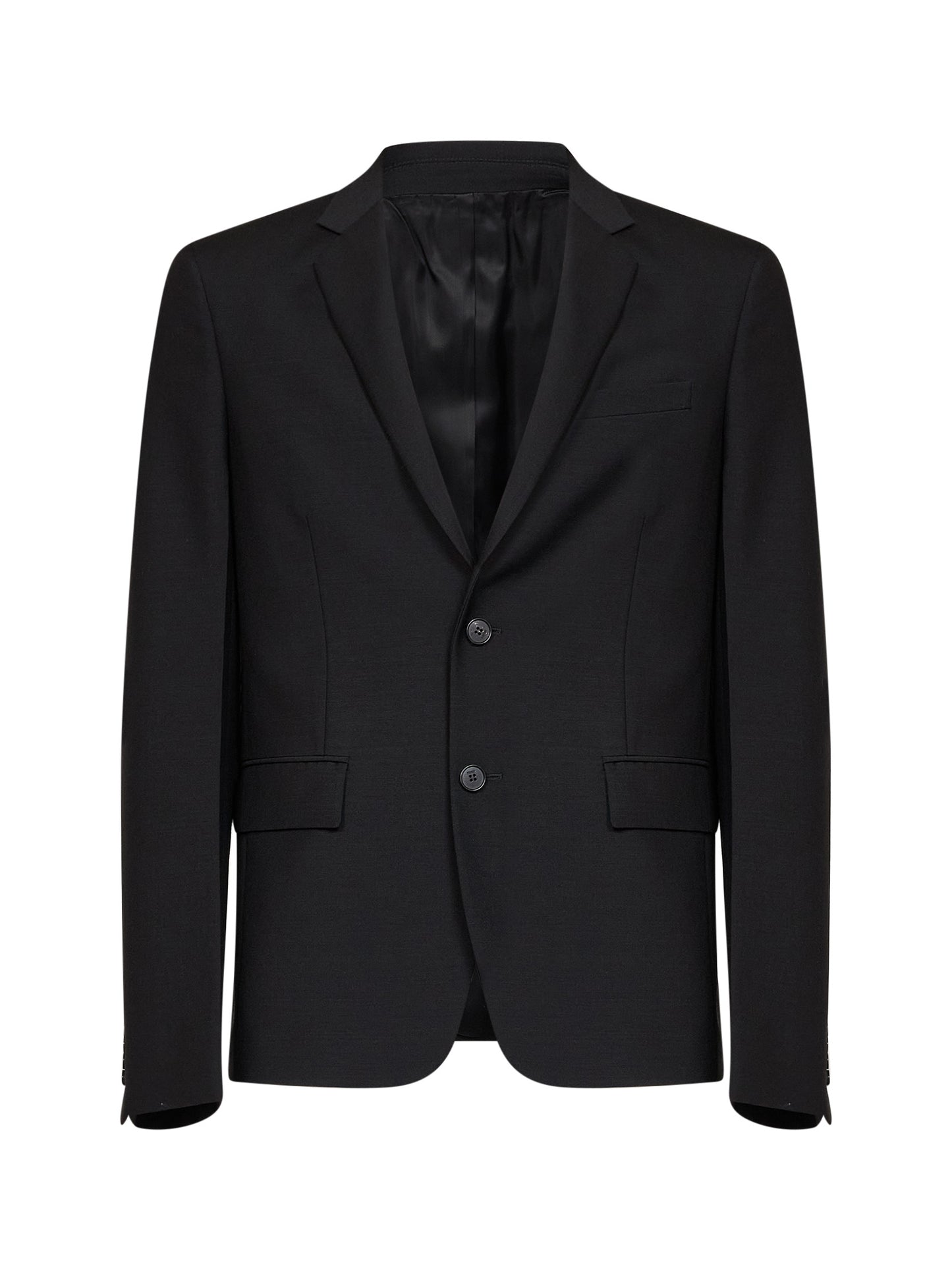 Black kid mohair single-breasted jacket