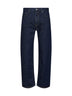 Jeans dritti in denim di cotone blu scuro