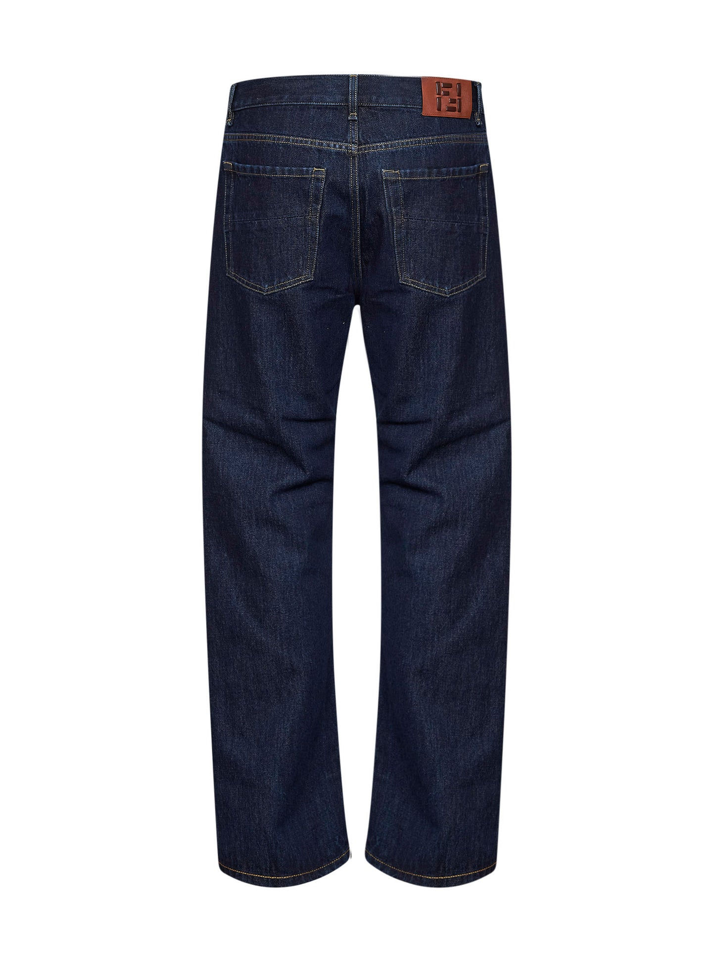 Jeans dritti in denim di cotone blu scuro