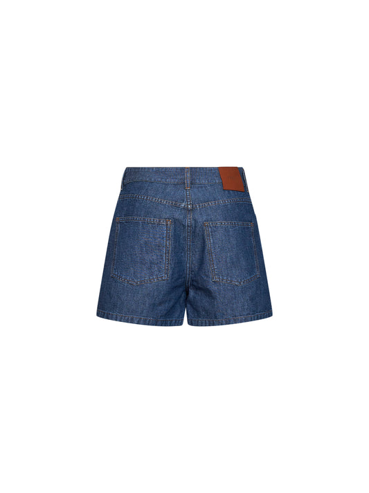 Navy blue cotton chambray shorts