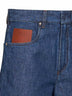 Shorts in chambray di cotone blu navy