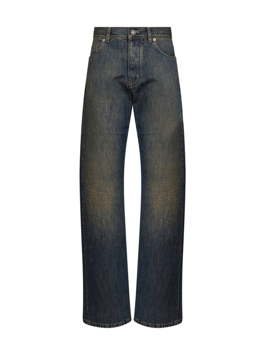 Blue washed denim long jeans