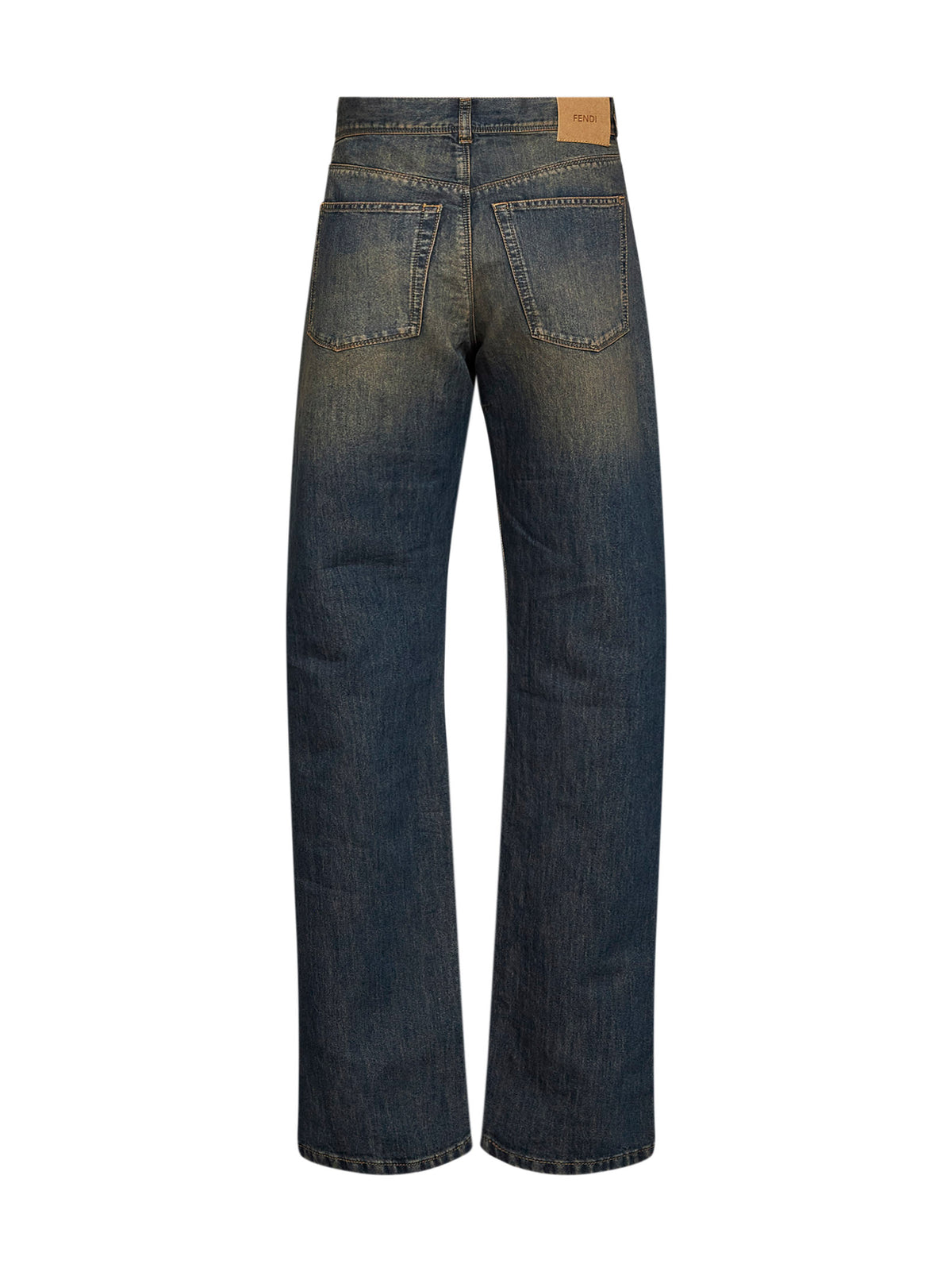 Blue washed denim long jeans