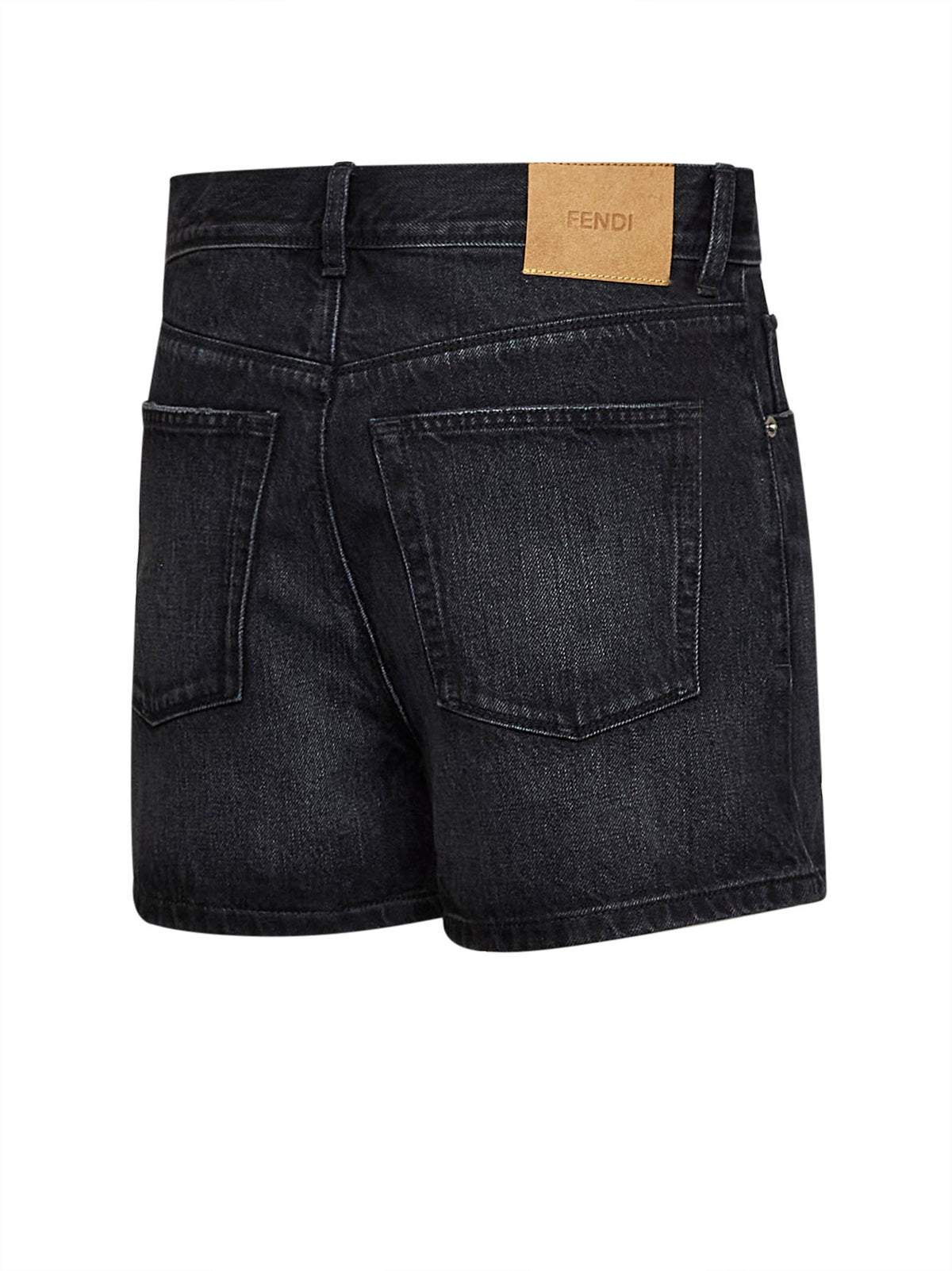 Black cotton denim shorts