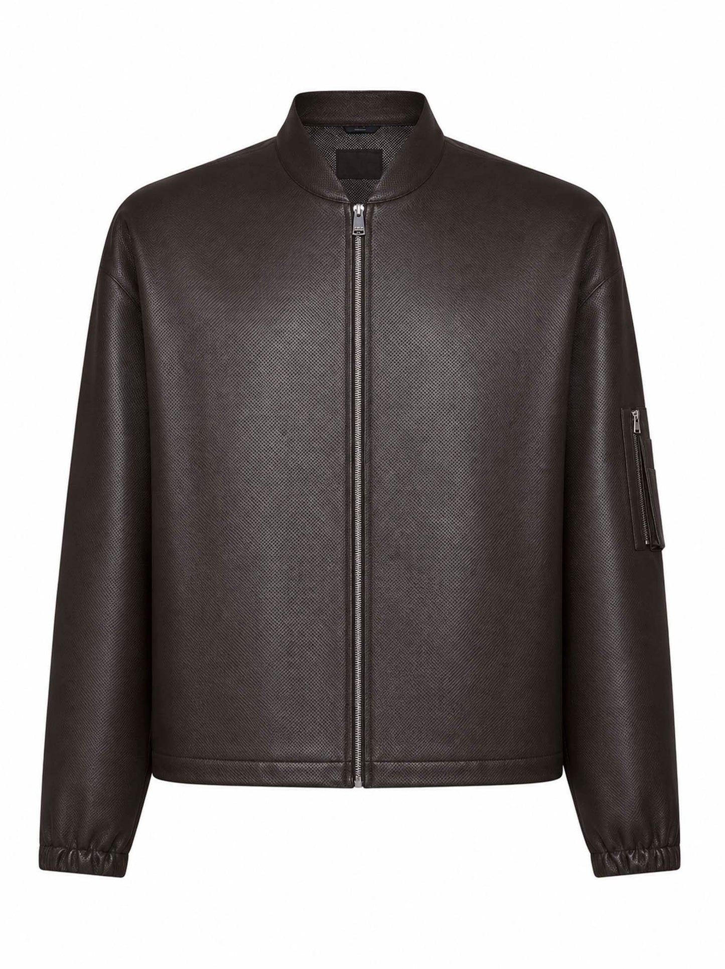 Blouson in nappa microtraforata marrone scuro