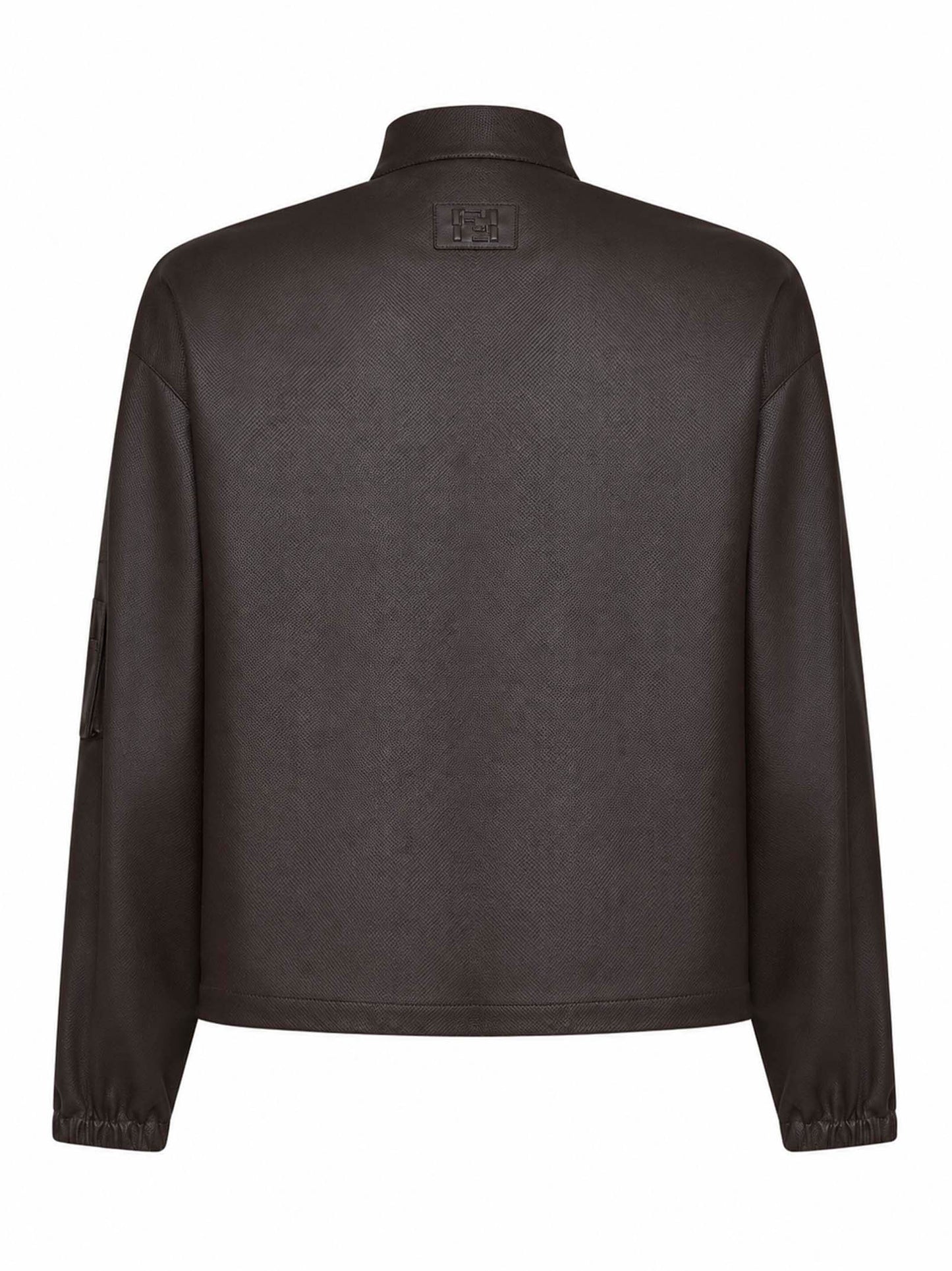 Blouson in nappa microtraforata marrone scuro
