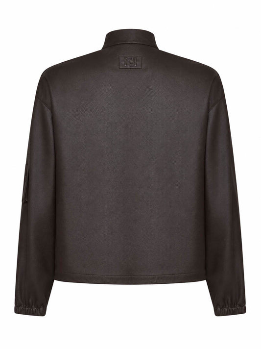 Dark brown micro-perforated nappa leather blouson