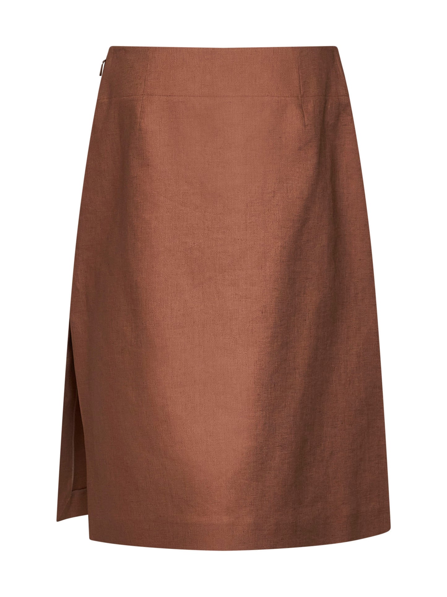 Gonna midi in lino e cotone marrone