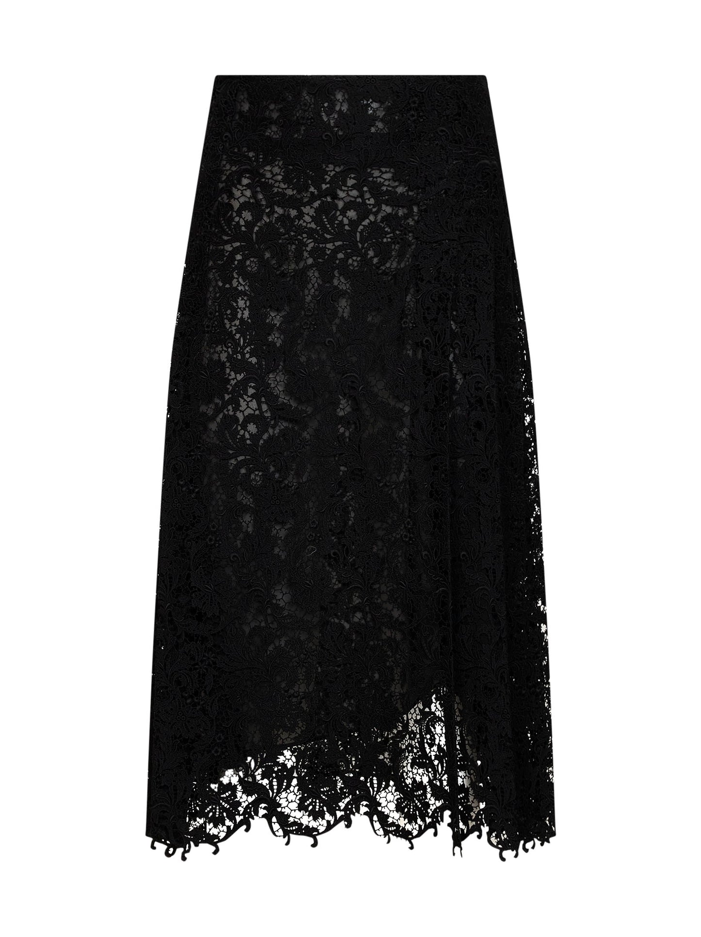 Gonna midi in pizzo in nero